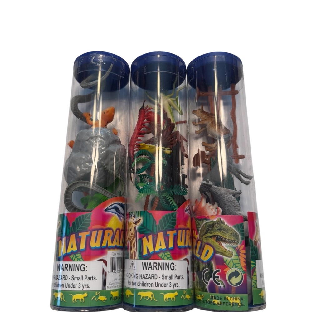 New Lot Mini Animals Toy figures In Tubes Natural World. Reptiles, Bugs, Farm